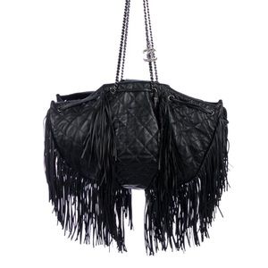 TODAY ONLY Chanel Drawstring Fringe Bag Black